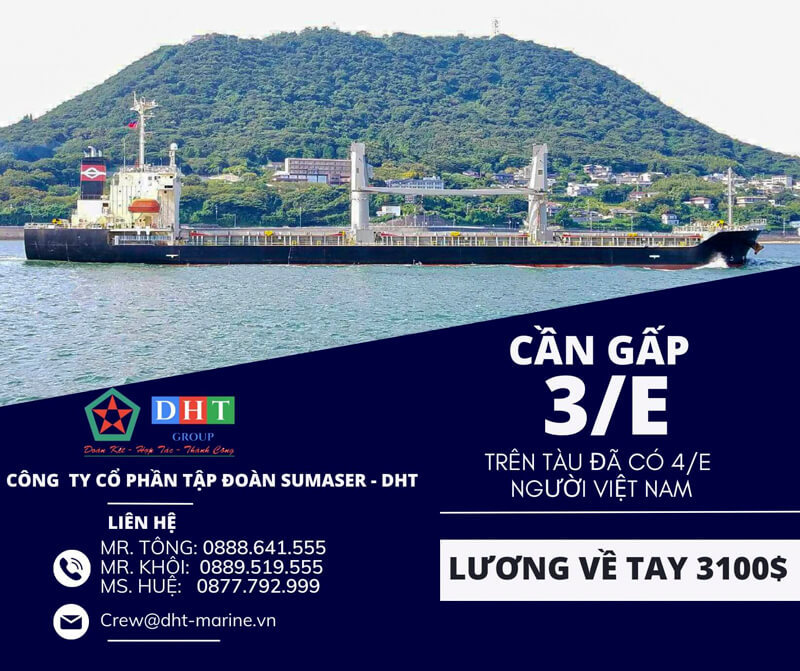 Tuyển gấp 3/E lương cao trên tàu đã có 4/E người Việt Nam